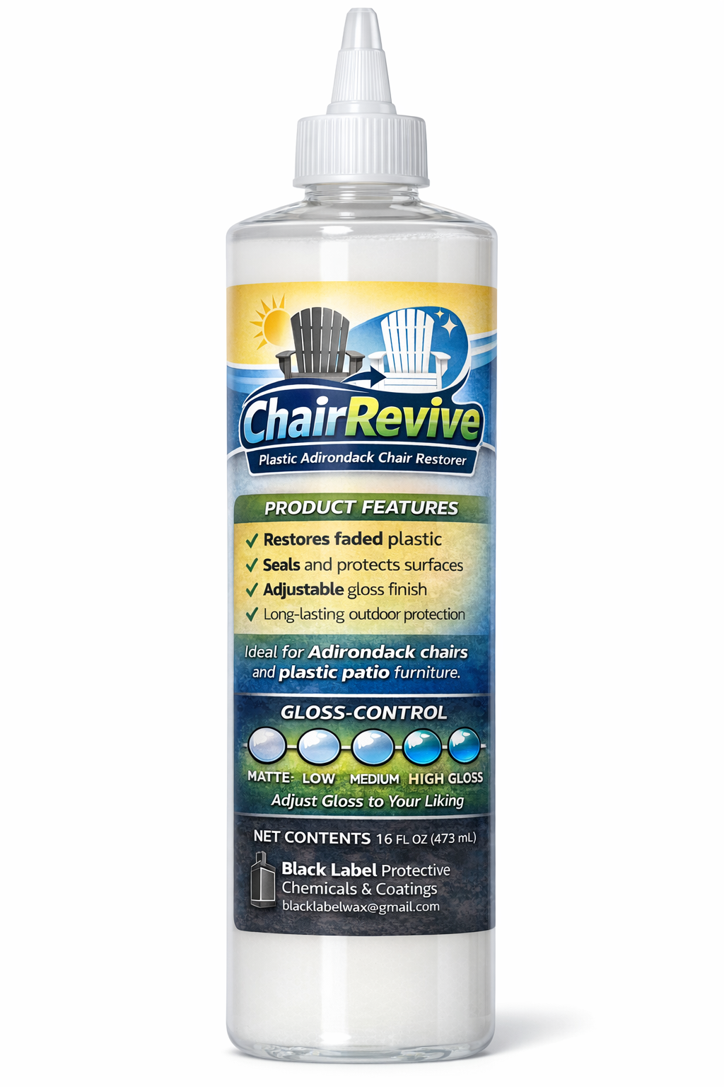 ChairRevive - Plastic chair restorer 16oz bottle with applicator