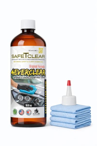 4 Pack - 4EverClear Headlight U.V Clear Coat 16oz - ORIGINAL FORMULA (treats approx. 32 lenses) Includes 4 Free applicators , applicator tip, and StayFresh bag.