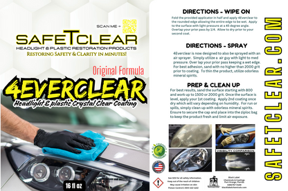 4EverClear Headlight U.V Clear Coat 16oz - ORIGINAL FORMULA (treats approx. 32 lenses) Includes 4 Free applicators , applicator tip, and StayFresh bag.
