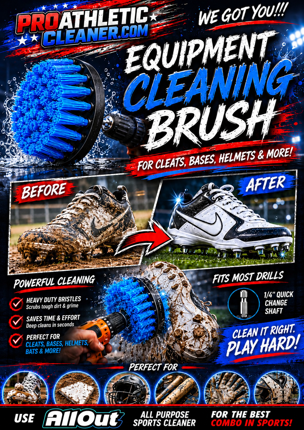 Equipment Cleaning Brush - Drill attachment (Drill not included)