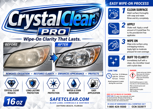 Crystal Clear Pro - Wipe on clear coat (Non-Yellowing) 16oz bottle with applicator