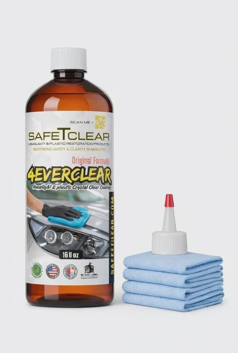 4EverClear Headlight U.V Clear Coat 16oz - ORIGINAL FORMULA (treats approx. 32 lenses) Includes 4 Free applicators , applicator tip, and StayFresh bag.
